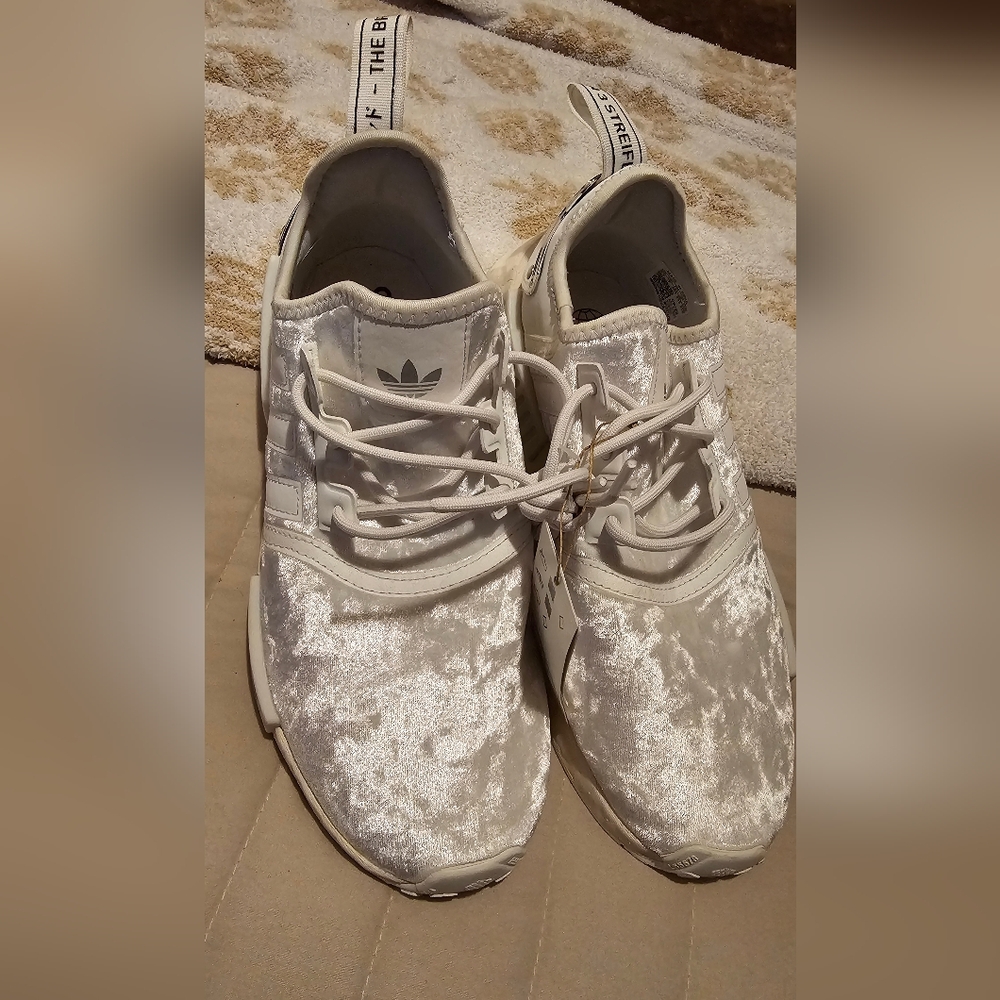 Adidas Cream Sneakers with Textured Suede and Rubber Sole